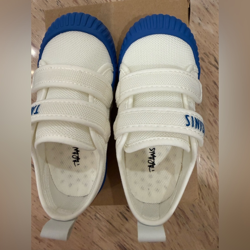Kids White and Blue Sneakers